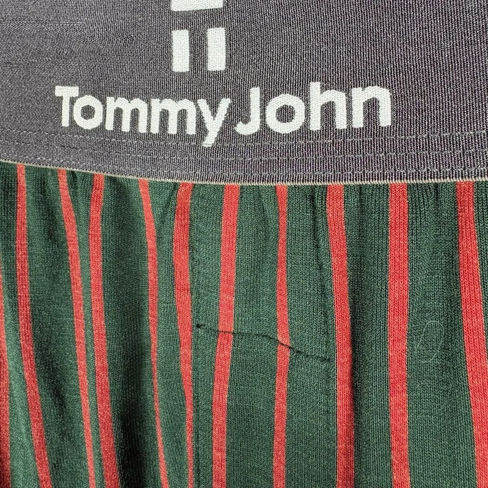 Tommy John Men's 2XL Green Red Striped Elastic Waist Pull On Lounge Pajama Pants